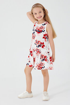 U.S. Polo Assn Flower Texture Krem Kız Çocuk