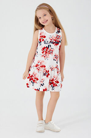 U.S. Polo Assn Flower Texture Krem Kız Çocuk