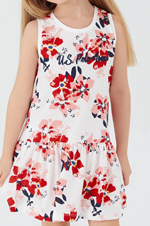 U.S. Polo Assn Flower Texture Krem Kız Çocuk