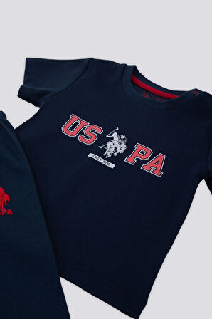 U.S. Polo Assn Logo İs Detailed Lacivert Bebek Tshirt Takım