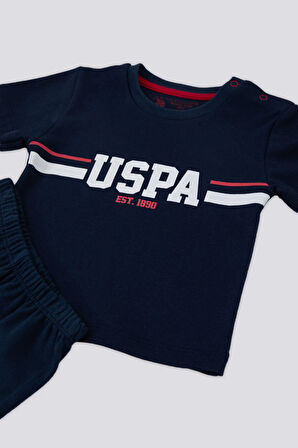 U.S. Polo Assn Stripe Lacivert Bebek Tshirt Takım