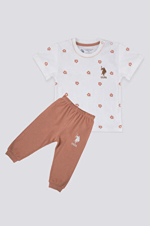 U.S. Polo Assn Cream Shades Krem Bebek Tshirt Takım