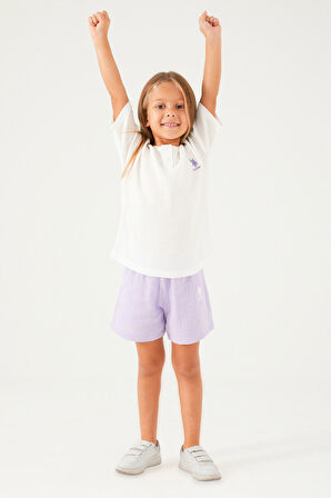 U.S. Polo Assn Tiny Line Detail Beyaz Kız Çocuk Şort Takım