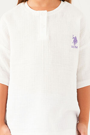 U.S. Polo Assn Tiny Line Detail Beyaz Kız Çocuk Şort Takım