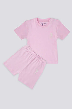 KIZ BEBEK 2 Lİ KISA KOL T-SHIRT TAKIM - AÇIK PEMBE