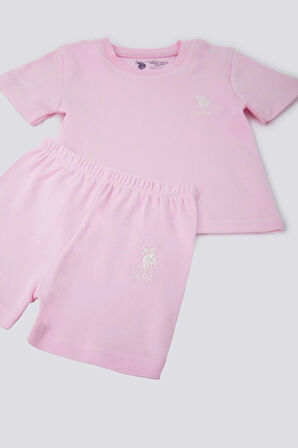 KIZ BEBEK 2 Lİ KISA KOL T-SHIRT TAKIM - AÇIK PEMBE