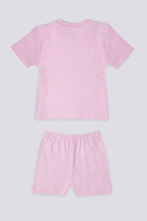 KIZ BEBEK 2 Lİ KISA KOL T-SHIRT TAKIM - AÇIK PEMBE