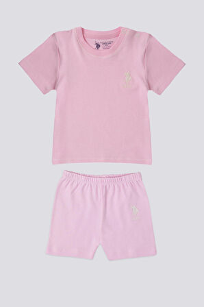 U.S. Polo Assn Candy Pink Açık Pembe Bebek Tshirt Takım