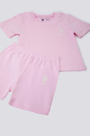 U.S. Polo Assn Candy Pink Açık Pembe Bebek Tshirt Takım