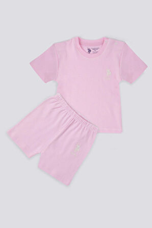 U.S. Polo Assn Candy Pink Açık Pembe Bebek Tshirt Takım