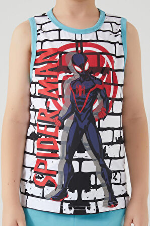 Spiderman Shadowed Mavi Beyaz Erkek Çocuk Bermuda Takım