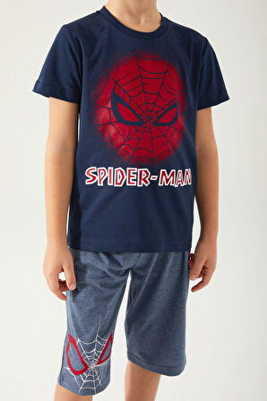 Spiderman Mask Lacivert Erkek Çocuk Kapri Takım