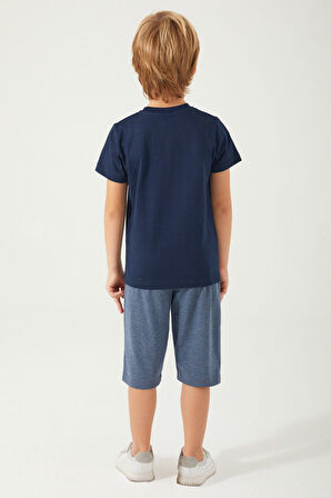 Spiderman Mask Lacivert Erkek Çocuk Kapri Takım