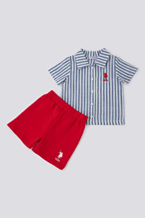 ERKEK BEBEK 2 Lİ KISA KOL T-SHIRT TAKIM - MAVİ ÇİZGİLİ STOK KUMAŞ