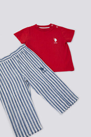 U.S. Polo Assn Delicate Light Texture Kırmızı Bebek Tshirt Takım