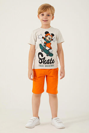 Mickey Mouse Skate Gri Erkek Çocuk Bermuda Takım
