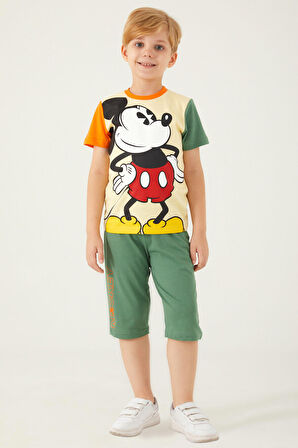 Mickey Mouse Mouse Açık Sarı Melanj Erkek Çocuk Kapri Takım