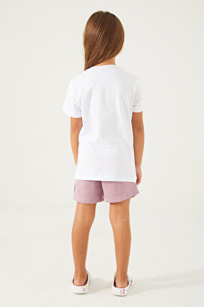 Frozen Elsa Kırık Beyaz Kız Çocuk Şort Takım