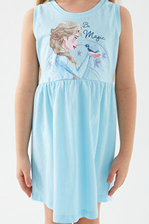 FROZEN KIZ ÇOCUK ELBİSE AÇIK MAVİ