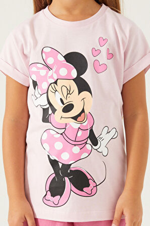MINNIE MOUSE KIZ ÇOCUK ŞORT TAKIMI AÇIK PEMBE