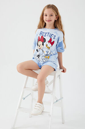 Minnie Mouse Besties Mavi Kız Çocuk Şort Takım