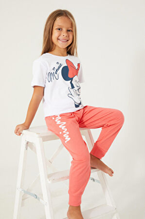 Minnie Mouse D4781-3 Çocuk  Beyaz Pijama