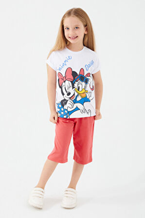 Minnie Mouse Minnie And Daisy Beyaz Kız Çocuk Kapri Takım