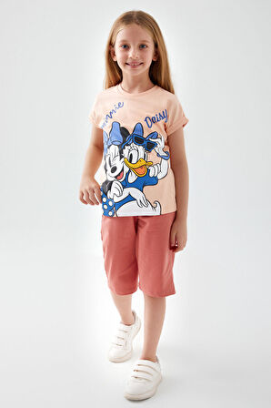 Minnie Mouse Minnie And Daisy Koyu Krem Kız Çocuk Kapri Takım