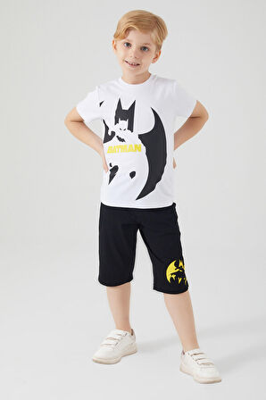 Batman Bat Wings Beyaz Erkek Çocuk Kapri Takım