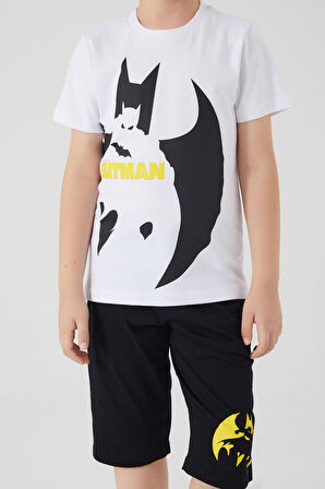 Batman Bat Wings Beyaz Erkek Çocuk Kapri Takım