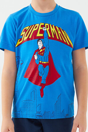 Superman Buildings Mavi Erkek Çocuk Kapri Takım