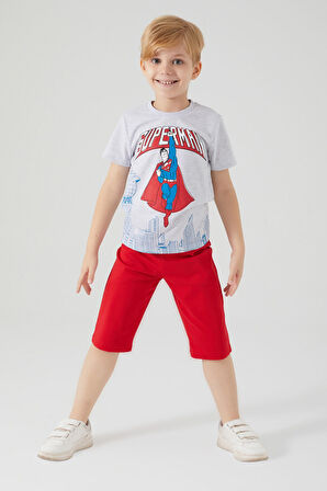 Superman Buildings Gri Erkek Çocuk Kapri Takım