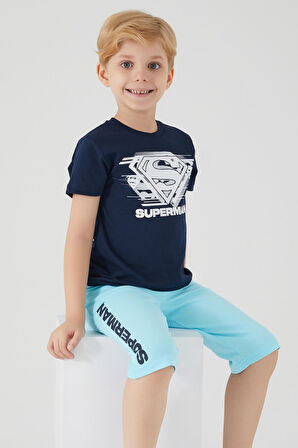 SuperMan L1562-3 Erkek Çocuk Kapri Takım Lacivert