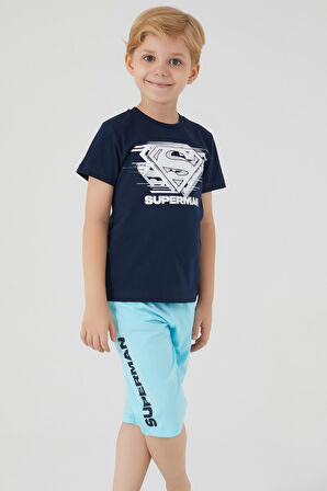 SuperMan L1562-3 Çocuk  Lacivert Alt Üst Takım