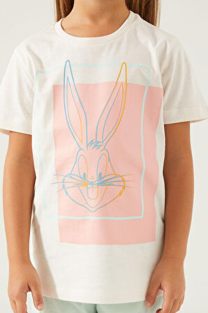 Looney Tunes Sweet Female Duck Kırık Beyaz Kız Çocuk Kısa Kol Pijama Takım