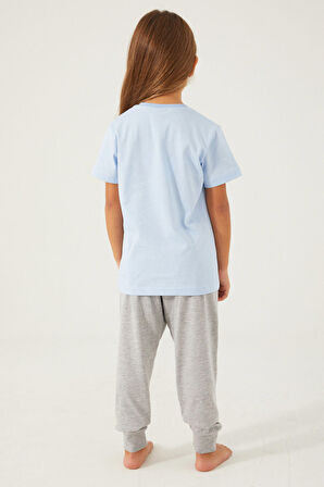 Snoopy To Walk Mavi Kız Çocuk Kısa Kol Pijama Takım