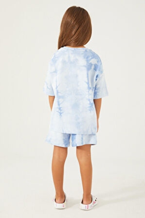 Snoopy Rainbow Mavi Kız Çocuk Şort Takım