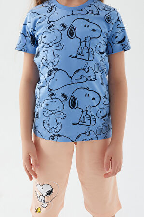 Snoopy L1575-3 Çocuk  Açık Indigo Alt Üst Takım