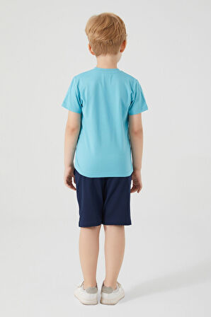 Spiderman Hero Turkuaz Erkek Çocuk Bermuda Takım