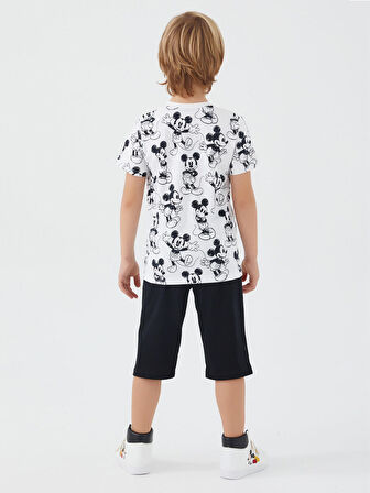 Mickey Mouse Erkek Çocuk Şortlu Takım 3-8 Yaş Beyaz