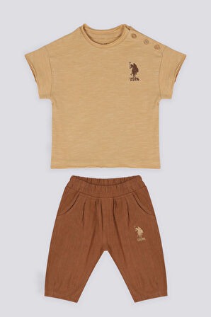 The Elegance Of Khaki Kahve Erkek Bebek Tshirt Pantolon Takım