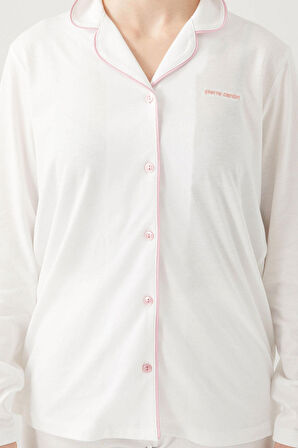 Pierre Cardin Krem Kadın Gömlek Pijama Takım