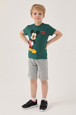 Mickey Mouse D4799-2 Erkek Çocuk T-Shirt Koyu Yeşil