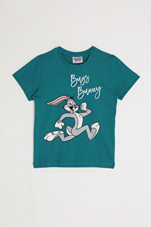 Looney Tunes L1582-2 Çocuk  Ördek Yeşili Tişört