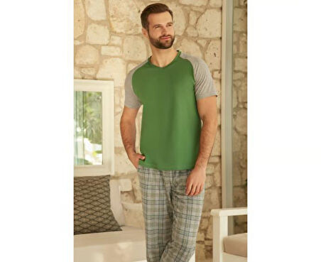 Eros 26040 Gri Pamuklu V Yaka 3'Lü Erkek Pijama Takımı