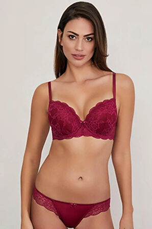 Eros 812 Vişne Linda Badem Destekli Sütyen Takım