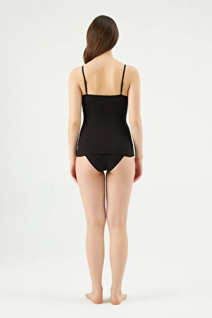 Eros 600 Siyah 2'Li Paket Likralı Ayarlanabilir İp Askılı Kadın Atlet