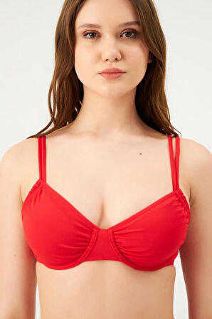 Eros Balenli Toparlayıcı Tek Üst Bikini 827 Kırmızı