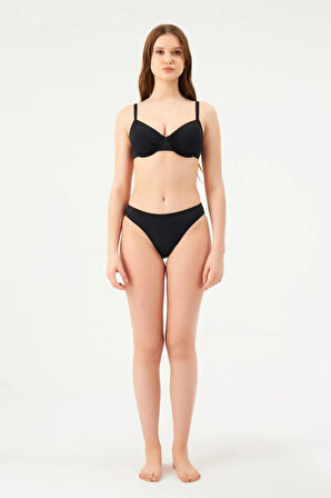 Eros Balenli Toparlayıcı Tek Üst Bikini 827 Siyah