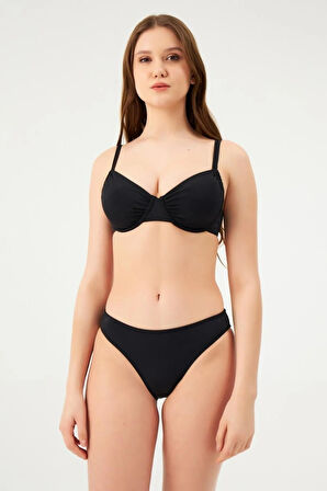 Eros Balenli Toparlayıcı Tek Üst Bikini 827 Siyah